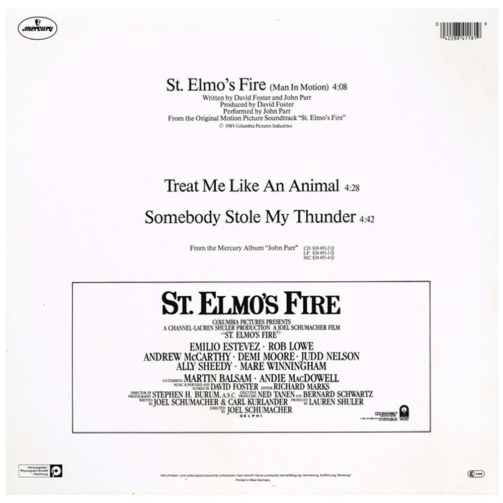 JOHN PARR - ST. ELMO'S FIRE  | 12" MAXI SINGLE VINILO USADO