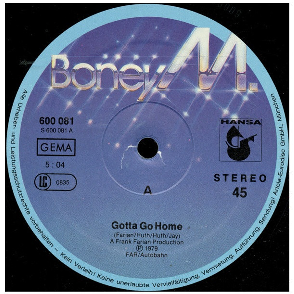 BONEY M - GOTTA GO HOME | 12" MAXI SINGLE VINILO USADO