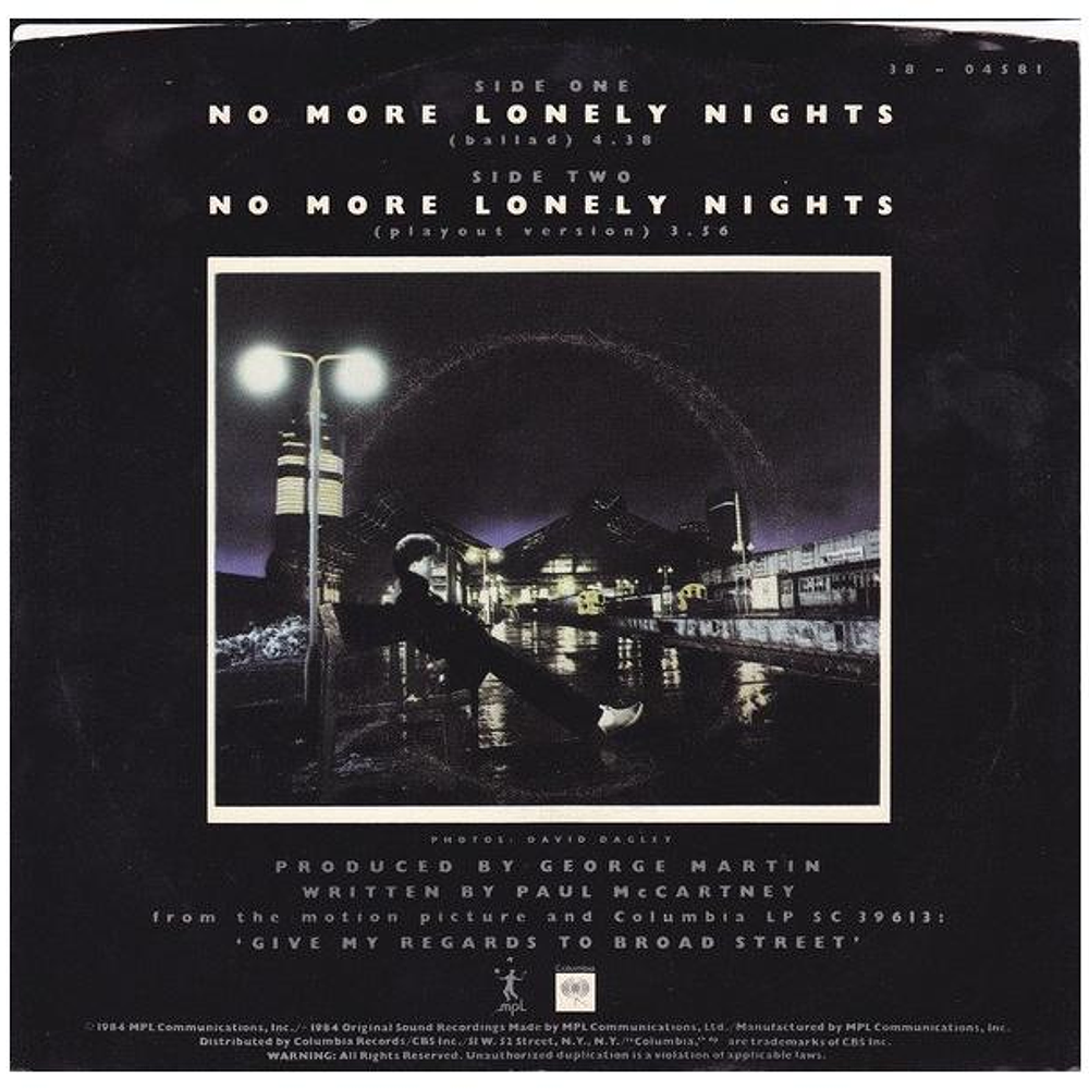 PAUL MCCARTNEY - NO MORE LONELY NIGHTS | 7'' SINGLE USADO