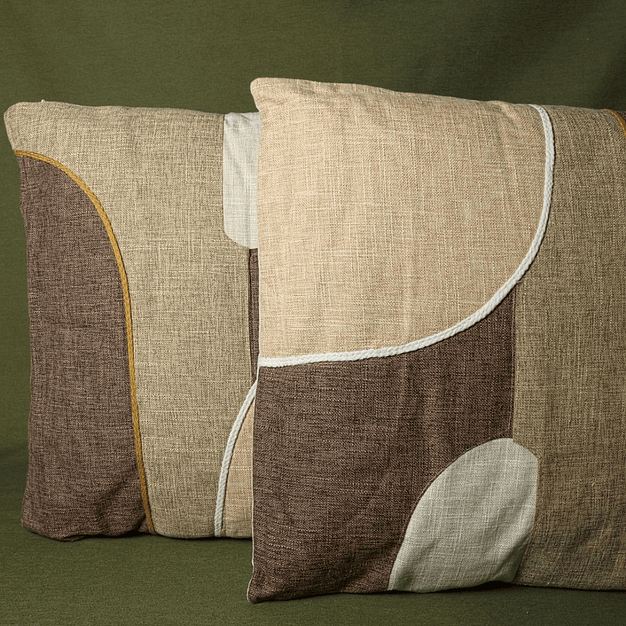 Conjunto de 2 Almofadas Patchwork em tons terrosos (45×45) 2