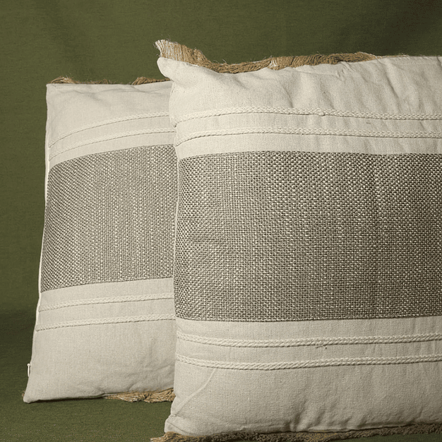 Conjunto de 2 Almofadas em Algodão e Juta (45×45) 2