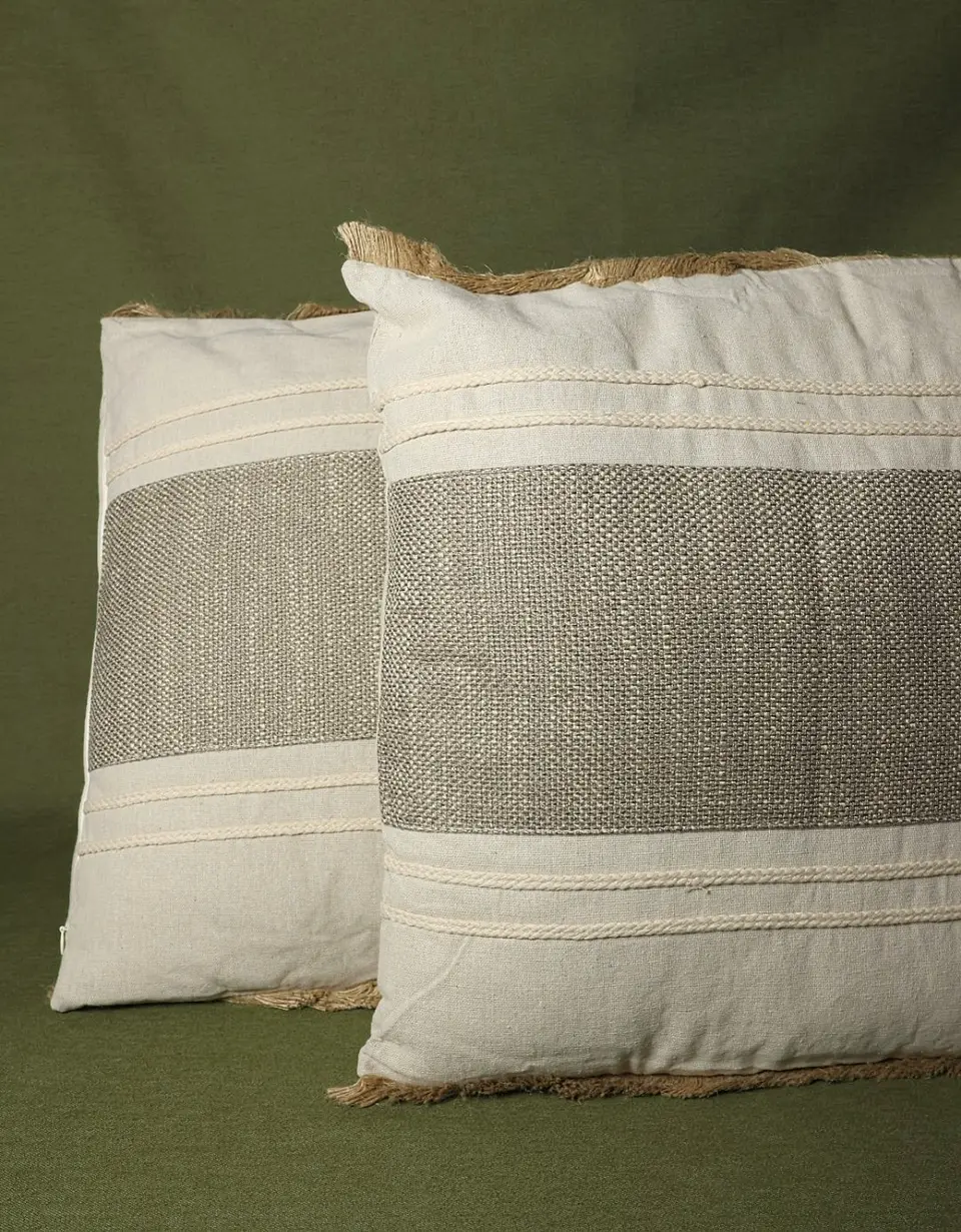 Conjunto de 2 Almofadas em Algodão e Juta (45×45) 2