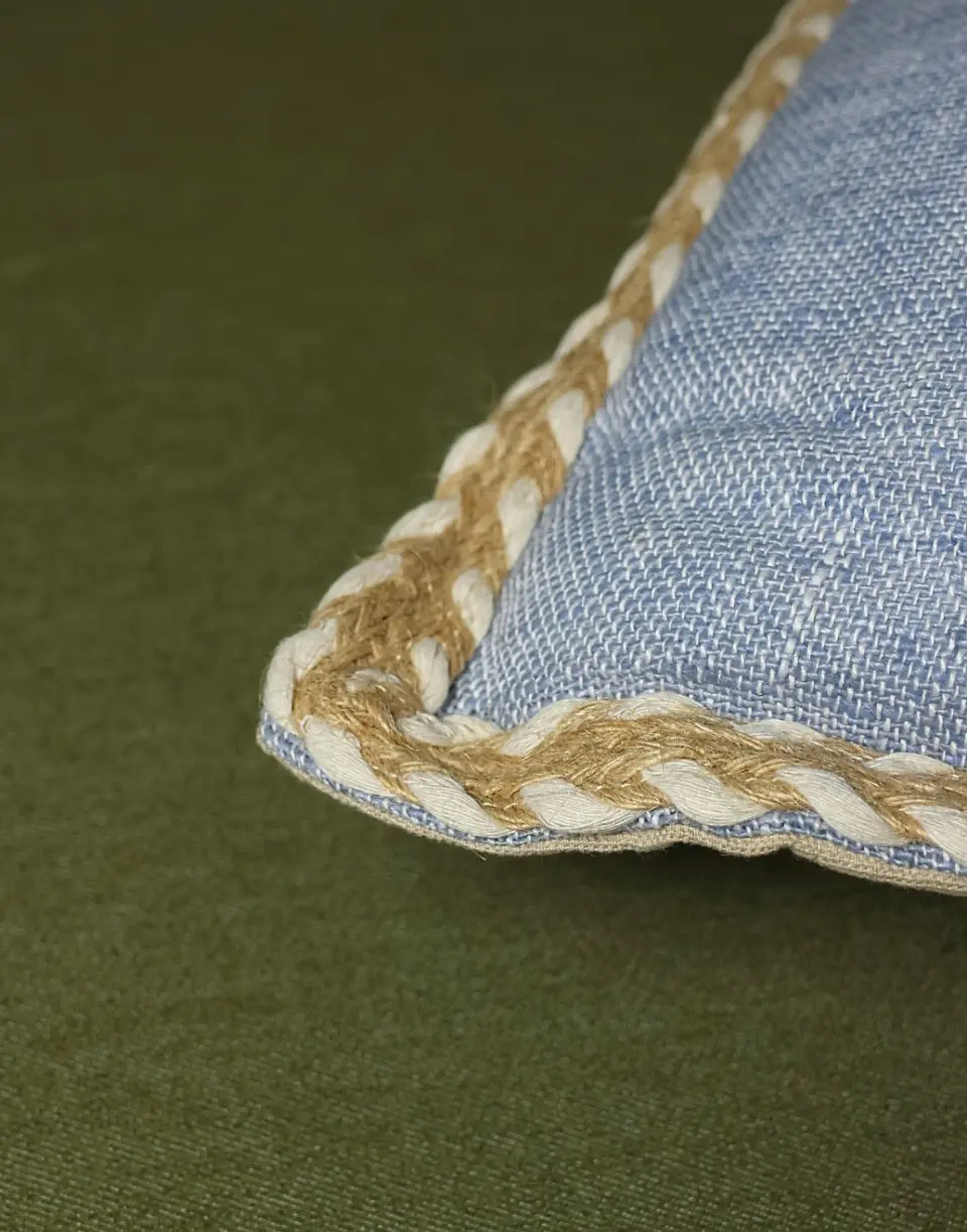 Conjunto de 2 Almofadas Cinzentas com Ribete em Juta (50×30) 3