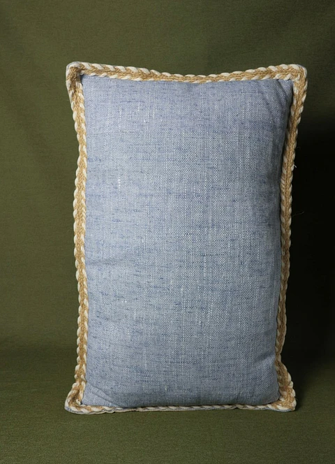 Conjunto de 2 Almofadas Cinzentas com Ribete em Juta (50×30)