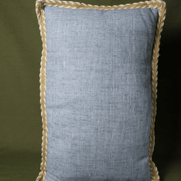 Conjunto de 2 Almofadas Cinzentas com Ribete em Yute (50×30) 1