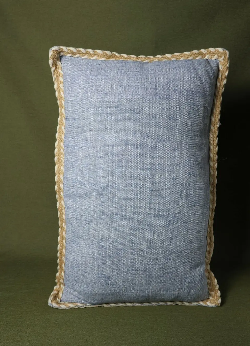 Conjunto de 2 Almofadas Cinzentas com Ribete em Juta (50×30) 1