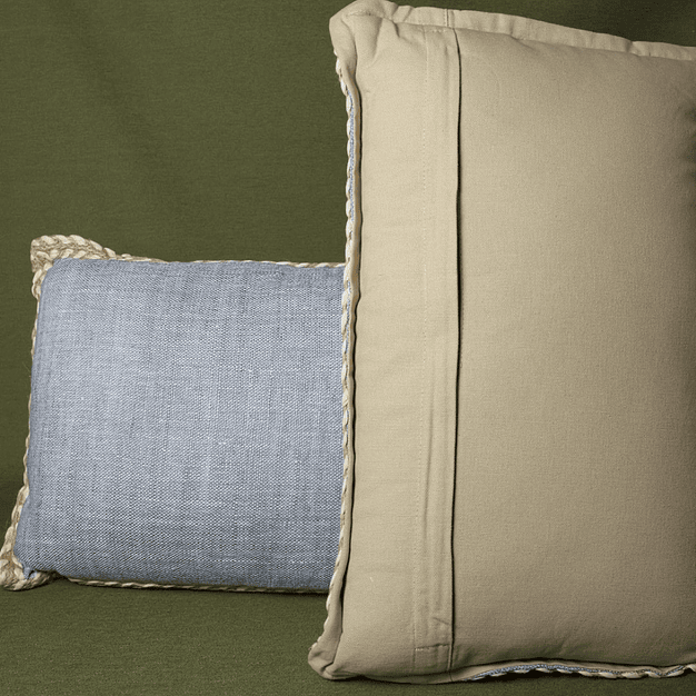Conjunto de 2 Almofadas Cinzentas com Ribete em Yute (50×30) 2