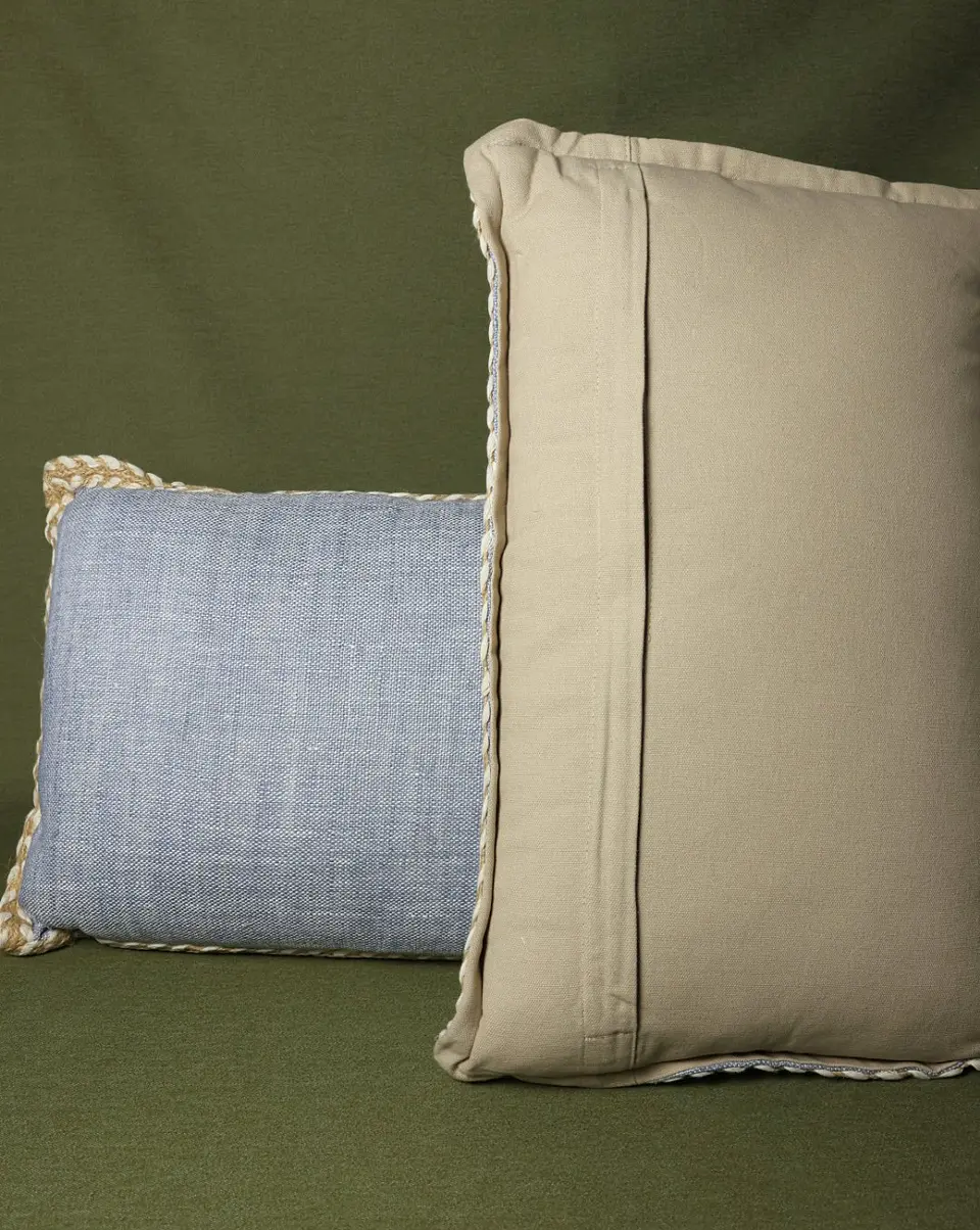 Conjunto de 2 Almofadas Cinzentas com Ribete em Juta (50×30) 2