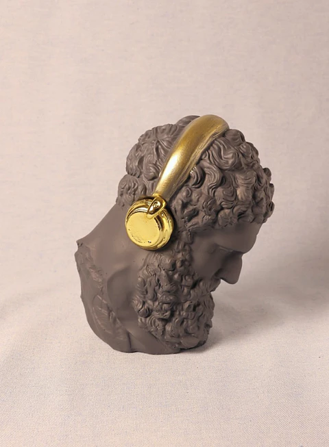 Figura Decorativa Headphones (preto mate e dourado)