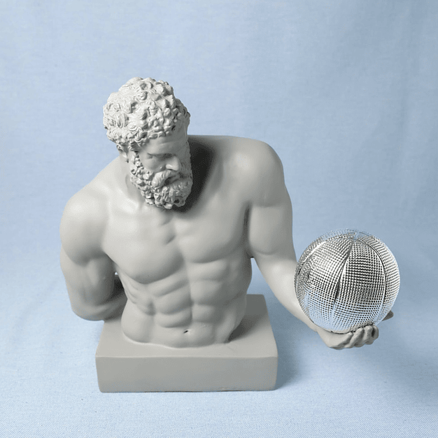 Busto Contemporâneo com Bola de Basquetebol (Cinzento Claro) 1