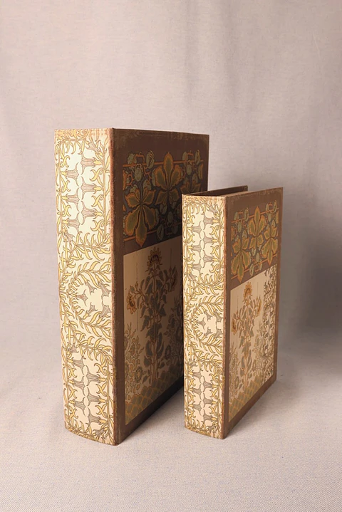 Conjunto de Caixas Decorativas em Forma de Livro (tons terrosos)