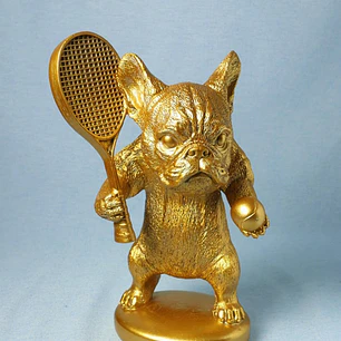 Figura Decorativa Bulldog Jogador de Ténis