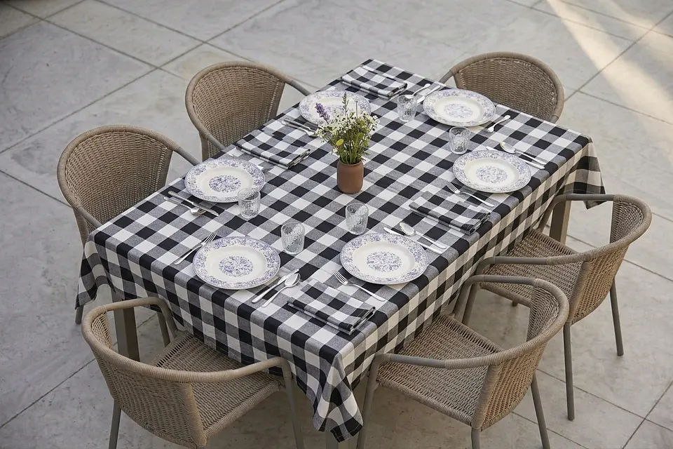 Conjunto de Mesa Vichy Azul Escuro 3