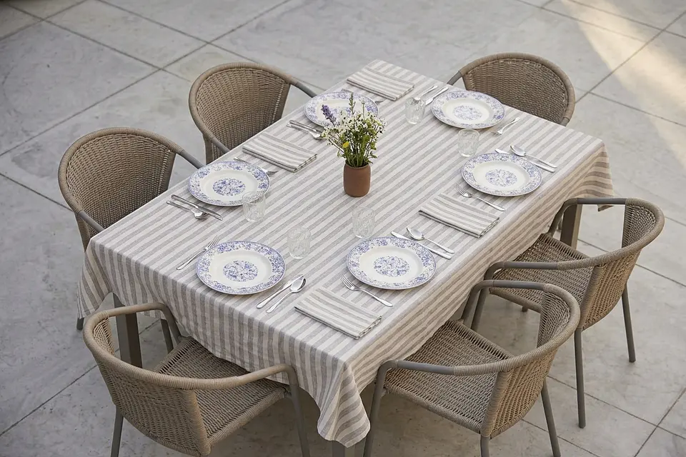 Conjunto de Mesa Sálvia às Riscas 3