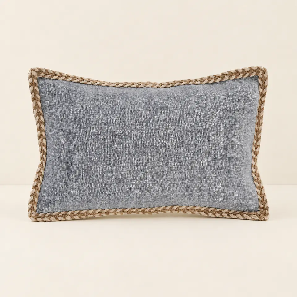 Conjunto de 2 Almofadas de Linho com Ribete em Juta (50 × 30 cm) 2