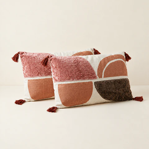 Conjunto de 2 Almofadas Patchwork Multicolor (50 × 30 cm)