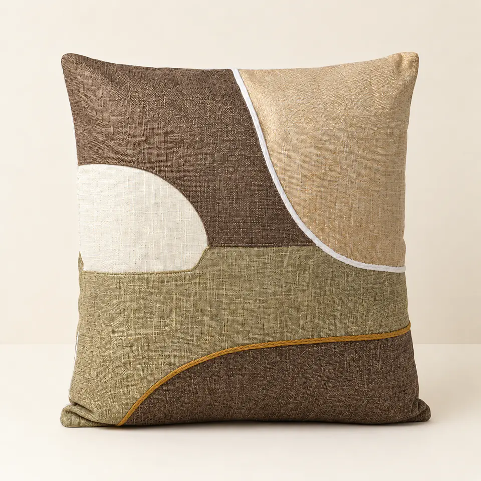 Conjunto de 2 Almofadas Patchwork em Tons Terrosos (45 × 45 cm) 2