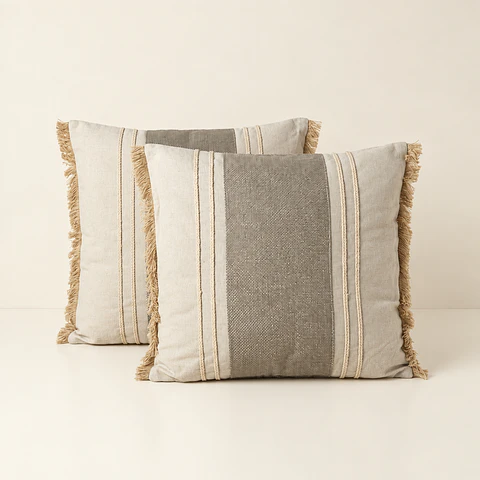 Conjunto de 2 Almofadas em Algodão e Juta (45 × 45 cm)