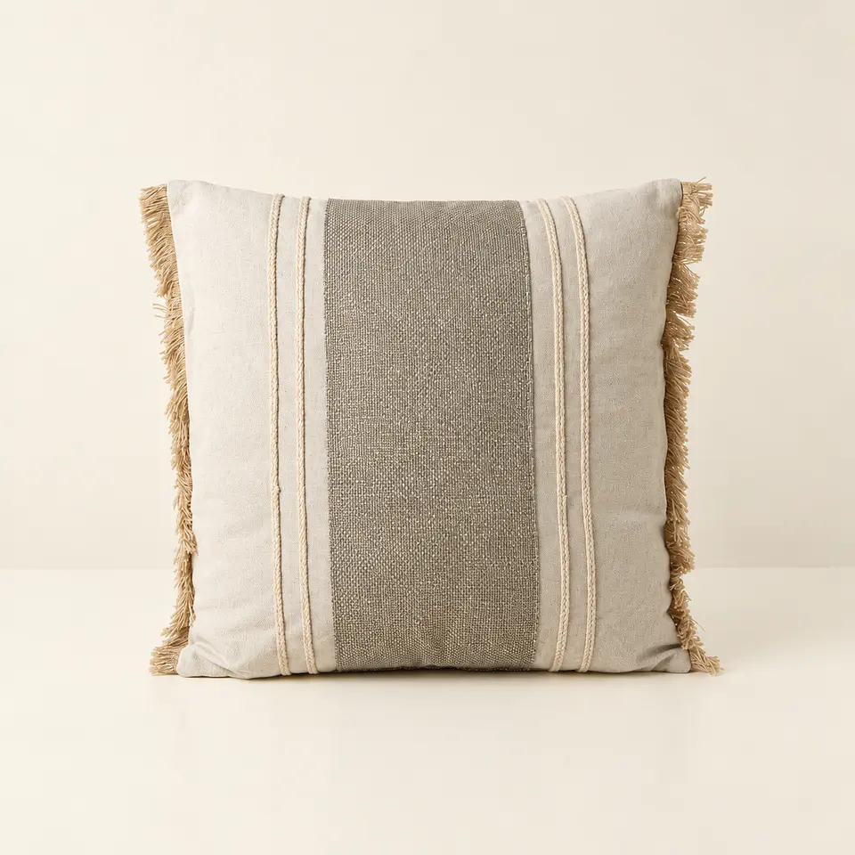 Conjunto de 2 Almofadas em Algodão e Juta (45 × 45 cm) 2