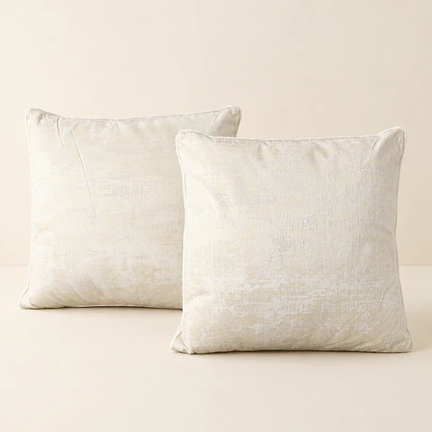 Conjunto de 2 Almofadas Aveludadas em Cru (45 × 45cm)