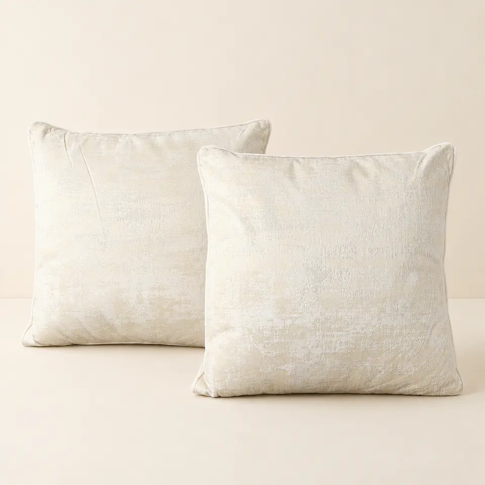 Conjunto de 2 Almofadas Aveludadas em Cru (45 × 45cm) 1