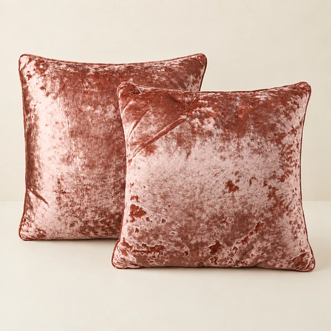 Conjunto de 2 Almofadas Aveludadas Rosa-Pálido (45 × 45 cm)