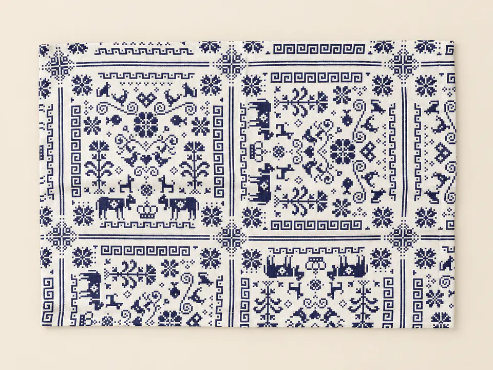 Conjunto de 4 Individuais com Padrão Azul-Marinho (35 × 50 cm) 2