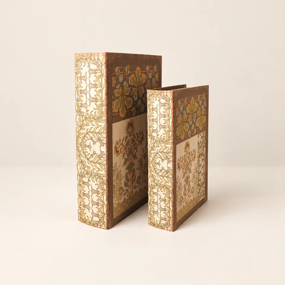 Conjunto de 2 Caixas Decorativas em Forma de Livro – Tons Terrosos 1