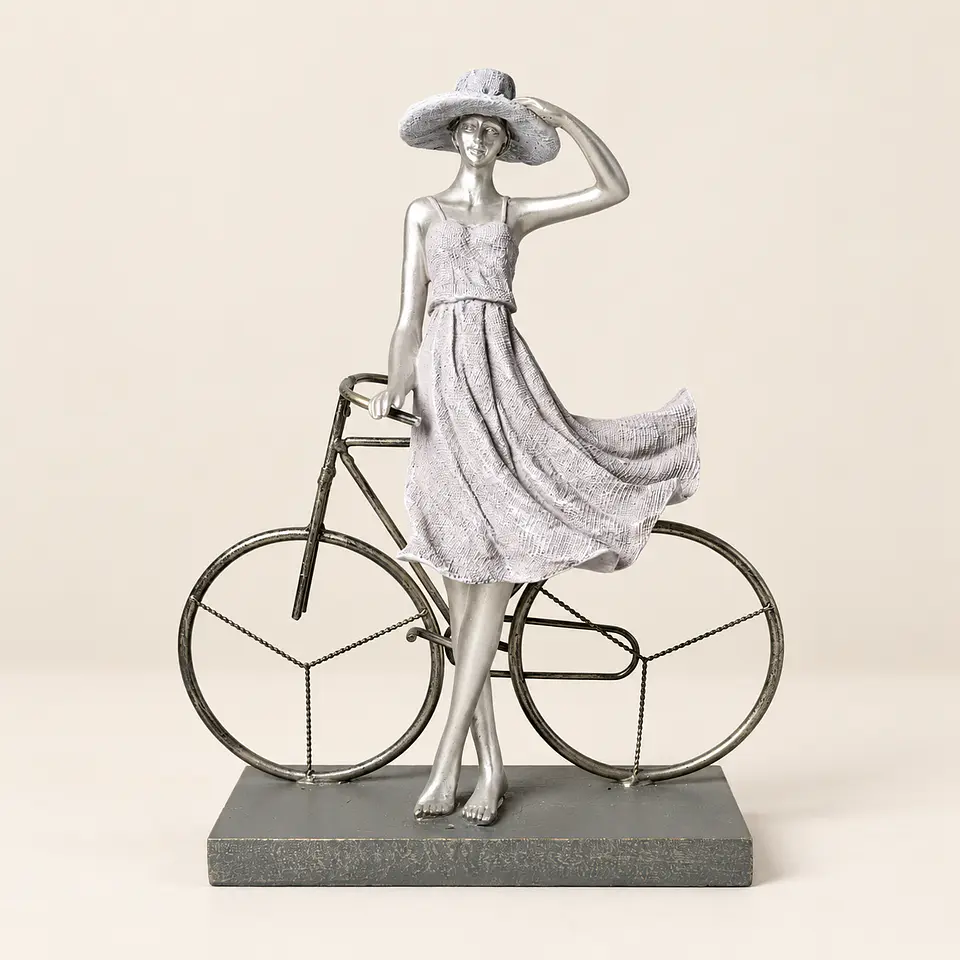 Figura Decorativa Mulher com Bicicleta 1