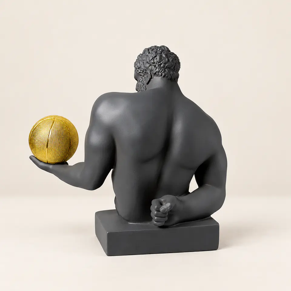 Busto Decorativo com Bola de Basquetebol – Cinzento-Escuro 3