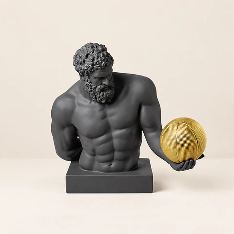 Busto Decorativo com Bola de Basquetebol – Cinzento-Escuro