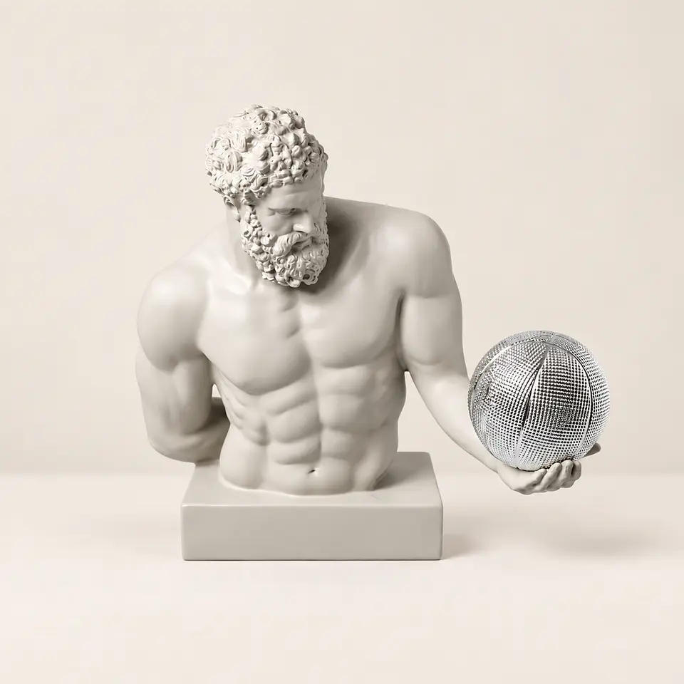 Busto Decorativo com Bola de Basquetebol – Cinzento Claro 1