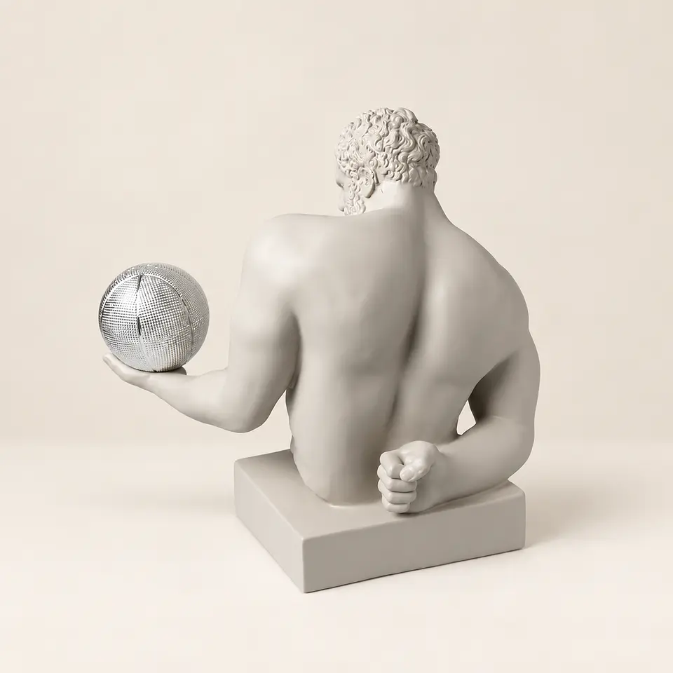 Busto Decorativo com Bola de Basquetebol – Cinzento Claro 3