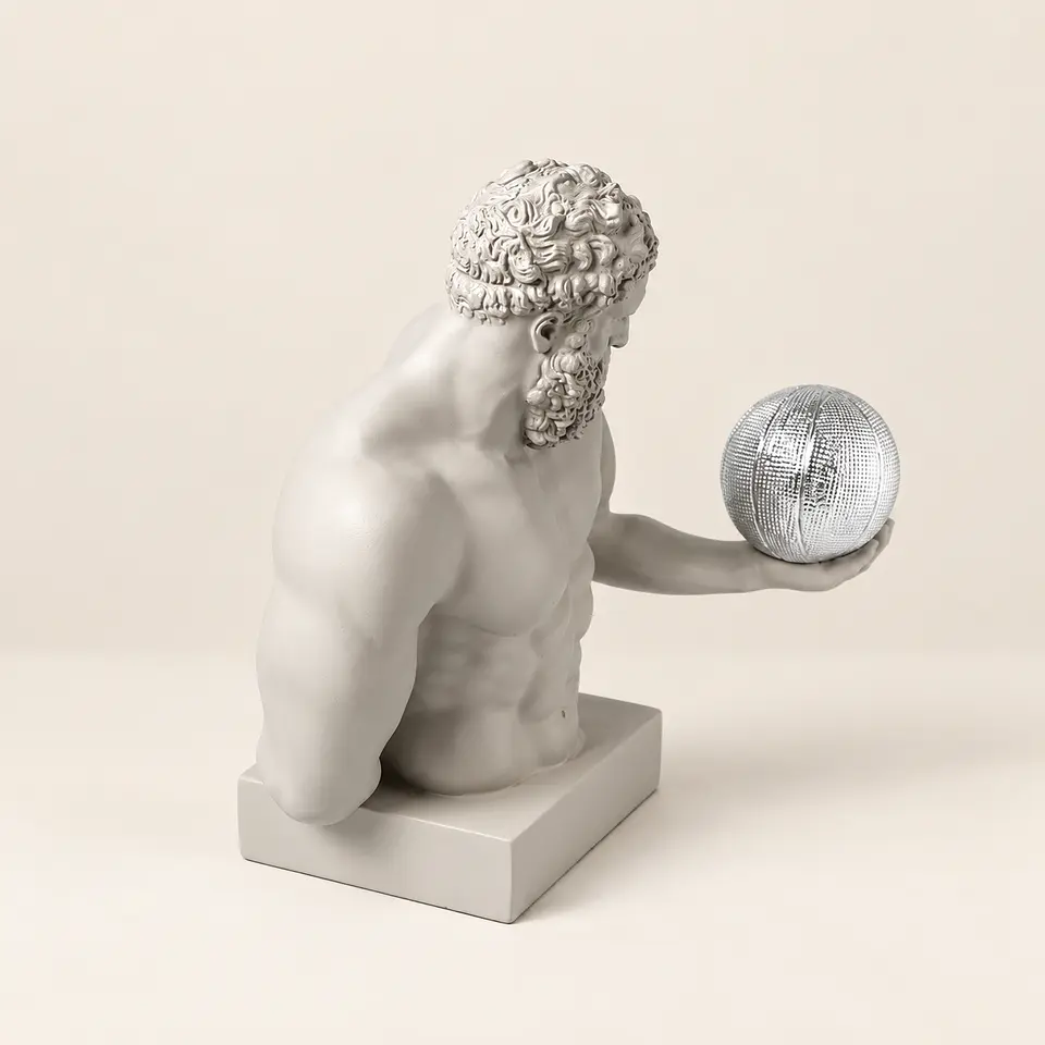Busto Decorativo com Bola de Basquetebol – Cinzento Claro 2