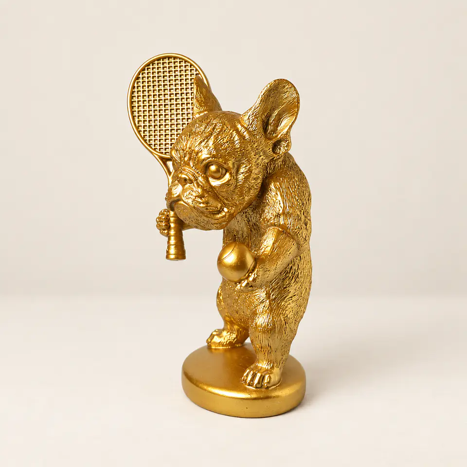 Figura Decorativa Bulldog Jogador de Ténis 2