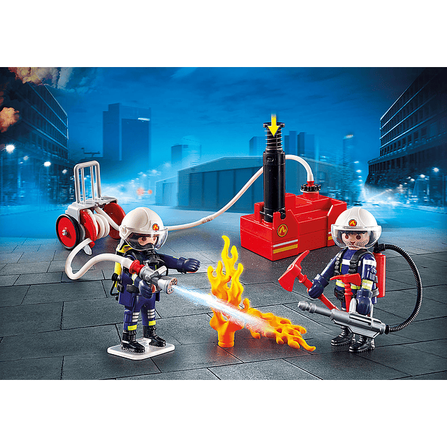 Playmobil Bomberos Con Bomba De Agua