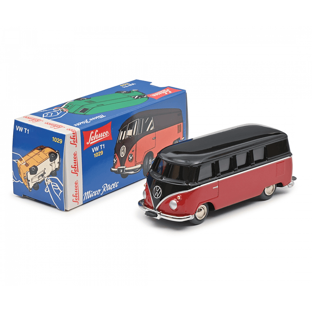 Carro Colección de Cuerda Micro Racer Vw T1 Bus, Brown-Red