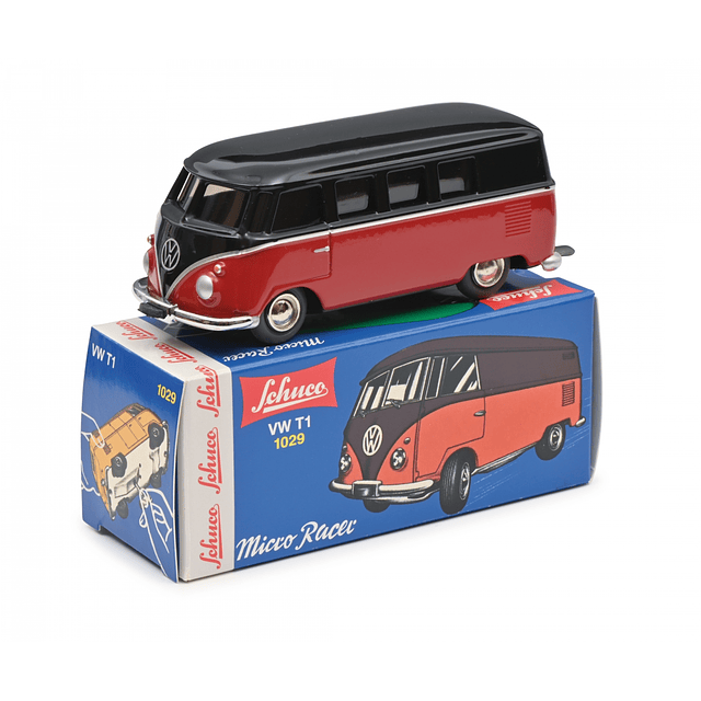 Carro Colección de Cuerda Micro Racer Vw T1 Bus, Brown-Red