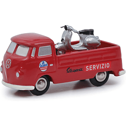 Carro Colección  Pic.Vw T1 Pickup Vespa Serv Red 1/87