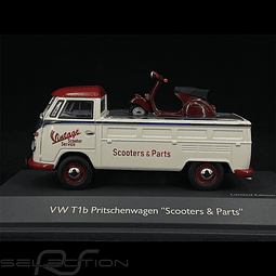 Carro Colección  Volkswagen Combi T1b Pick Up 1963 with Scooter Pearl White 1/43