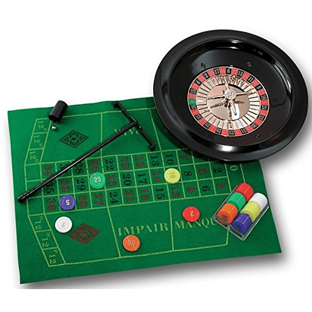  Juego de ruleta con tapete y fichas.