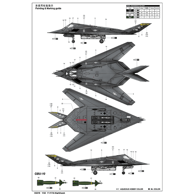 Para armar F-117A Nighthawk 1/32