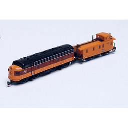 Tren Eléctrico Locomotora Diesel F7 y caboose "The Milwaukee Road" escala Z