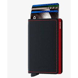  Billetera Slim Matte Negro Rojo