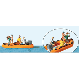 FAMILY IN A RUBBER DINGHY HO
