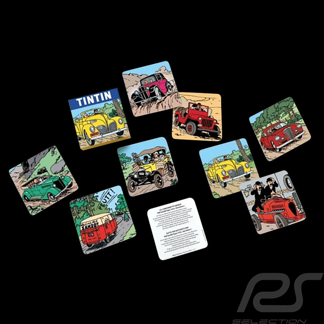 Set of 8 collectible coasters Moulinsart Tintin, cars .