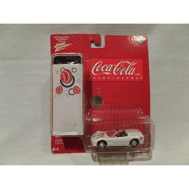 Carro Colección  JOHNNY LIGHTNING-COCA-COLA DIE-CAST #3 1998 CORVETTE WITH BONUS STORAGE TIN 200