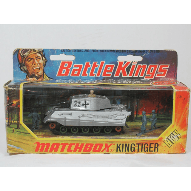 Carro Colección  MATCHBOX BATTLE KINGS No.K-104 KING TIGER TANK. ( BEIGE ROLLER ) VN MIB