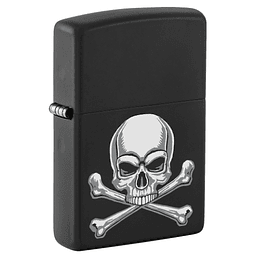  Ence Zippo Calavera Huesos Negro