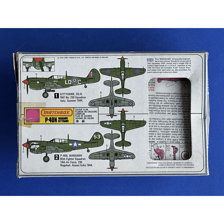 Avión Colección  P-40N Warhawk Kittyhawk1/72 3